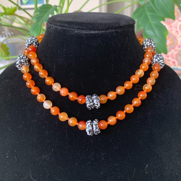 Crazy Cat Madame Jewelry Jewelry - RESERVED FOR NURSECLARK85 - Silk Knotted Carnelian Necklace